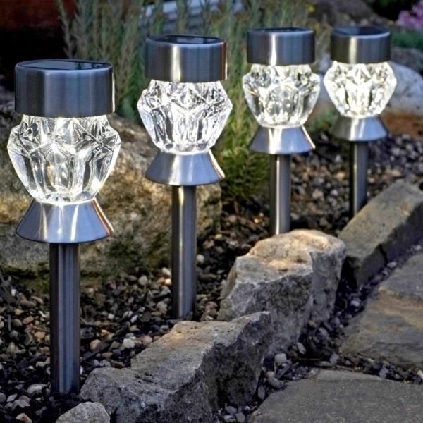 Crystal Glass Stake Lights -  Carry Pack - 4 Pack